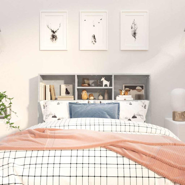 Bett Kopfteil mit Ablagen Betongrau 120 cm