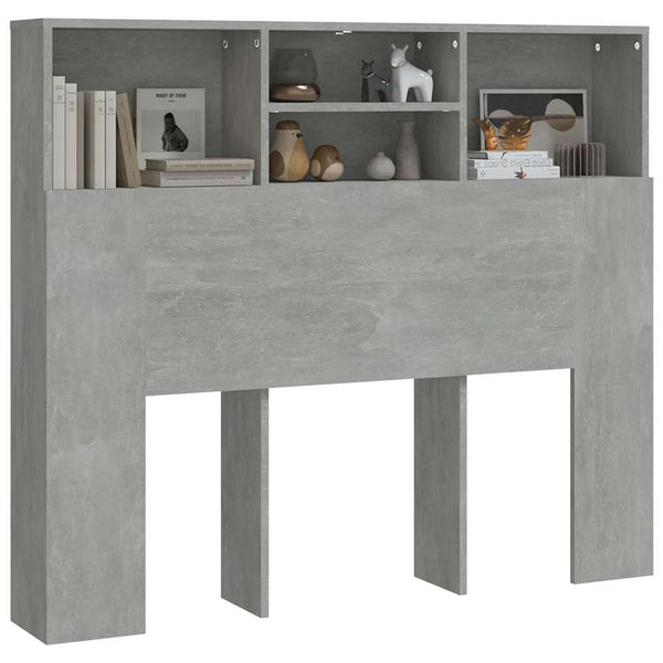 Bett Kopfteil mit Ablagen Betongrau 120 cm