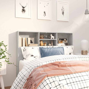 Bett Kopfteil mit Ablagen Betongrau 120 cm