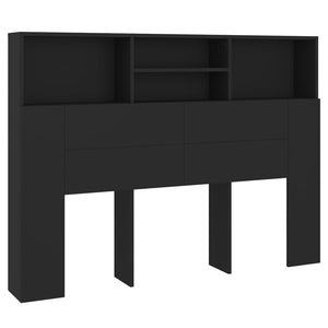 Schwarzes Kopfteil mit Ablagen 140 cm