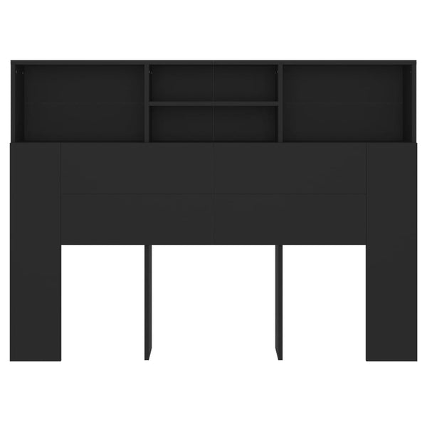Schwarzes Kopfteil mit Ablagen 140 cm