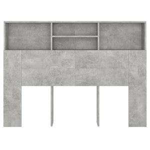 Betongraues Kopfteil mit Ablagen, 140 cm