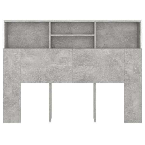 Betongraues Kopfteil mit Ablagen, 140 cm