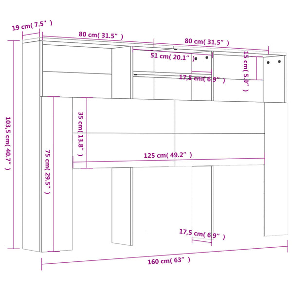 Bett Kopfteil Weiß mit Ablagen 160 cm