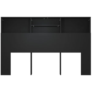 Schwarzes Bettkopfteil mit Ablagen 160 cm