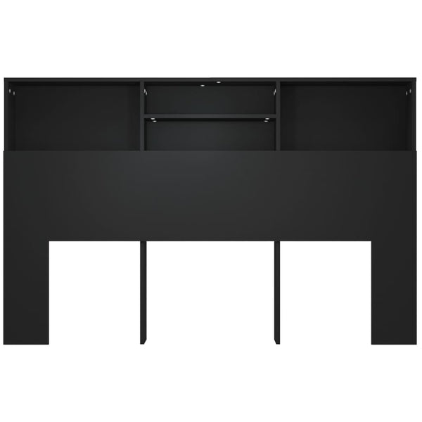 Schwarzes Bettkopfteil mit Ablagen 160 cm