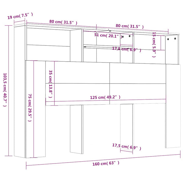 Schwarzes Bettkopfteil mit Ablagen 160 cm
