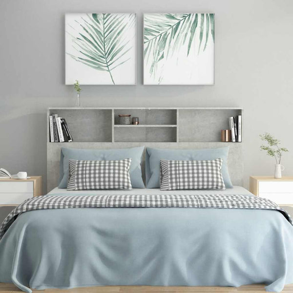 vidaXL Tête de lit avec étagères Gris béton 160x19x103,5 cm
