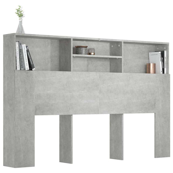 vidaXL Tête de lit avec étagères Gris béton 160x19x103,5 cm