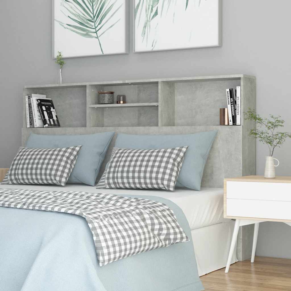 vidaXL Tête de lit avec étagères Gris béton 160x19x103,5 cm