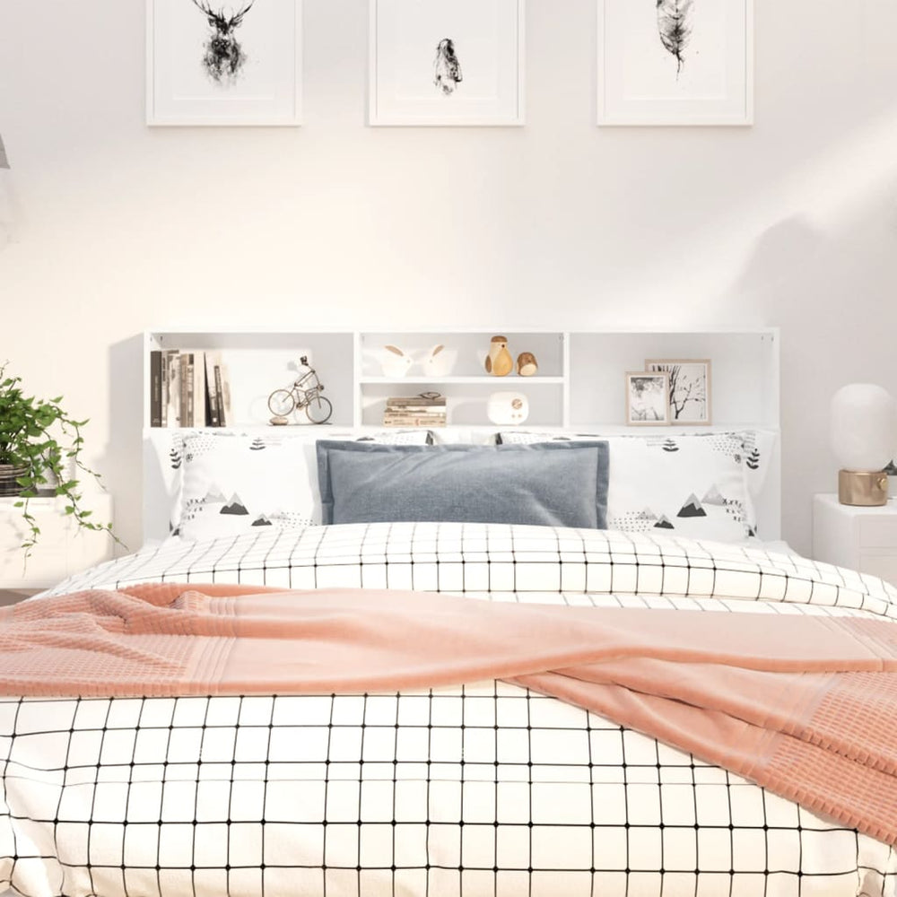 Bett Kopfteil Weiß mit Ablagen 180 cm