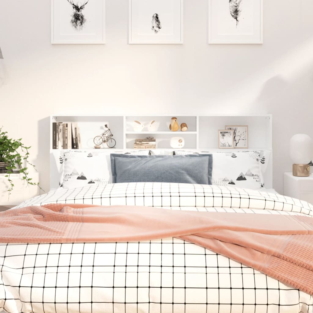Bett Kopfteil Weiß mit Ablagen 180 cm