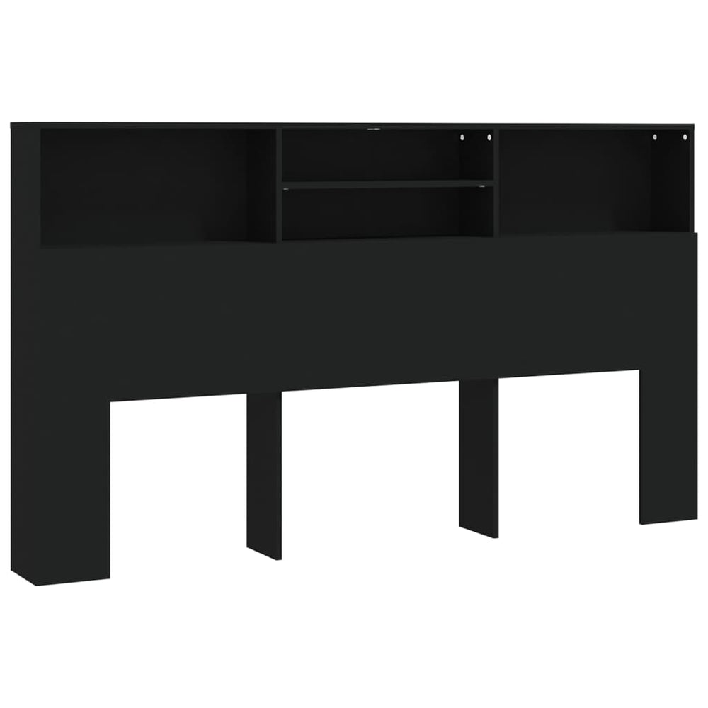 Bett Kopfteil Schwarz mit Ablagen 180 cm