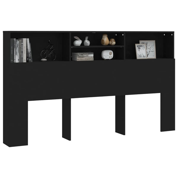 Bett Kopfteil Schwarz mit Ablagen 180 cm