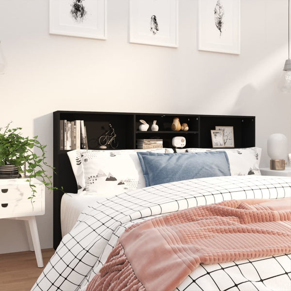 Bett Kopfteil Schwarz mit Ablagen 180 cm