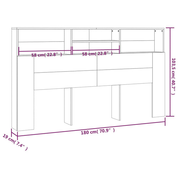 Bett Kopfteil Schwarz mit Ablagen 180 cm