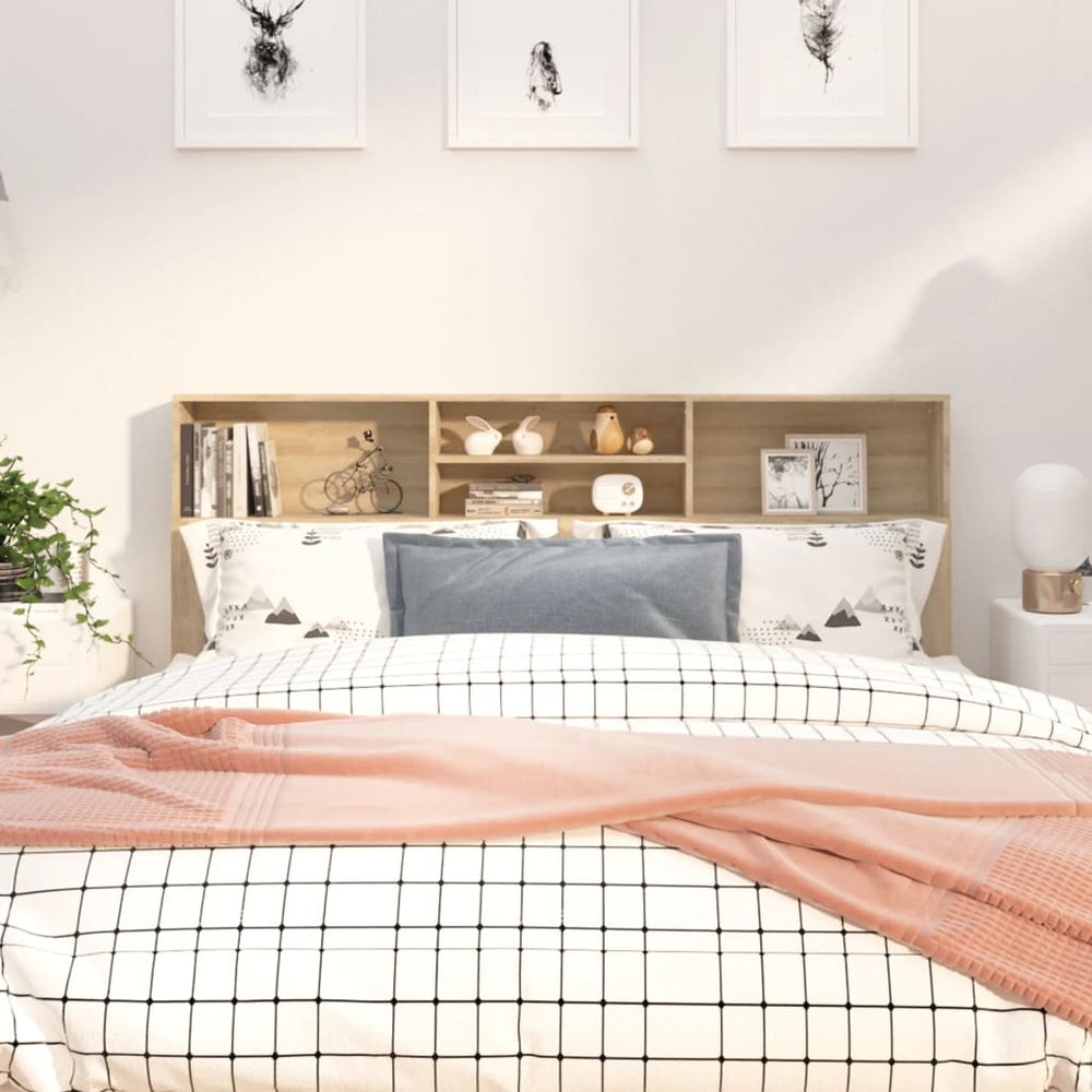 Bett Kopfteil Sonoma Eiche 180 cm mit Ablagen