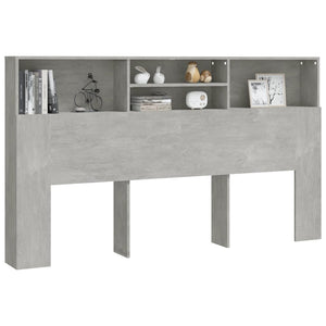 Bett Kopfteil 180 cm Betongrau mit Ablagen