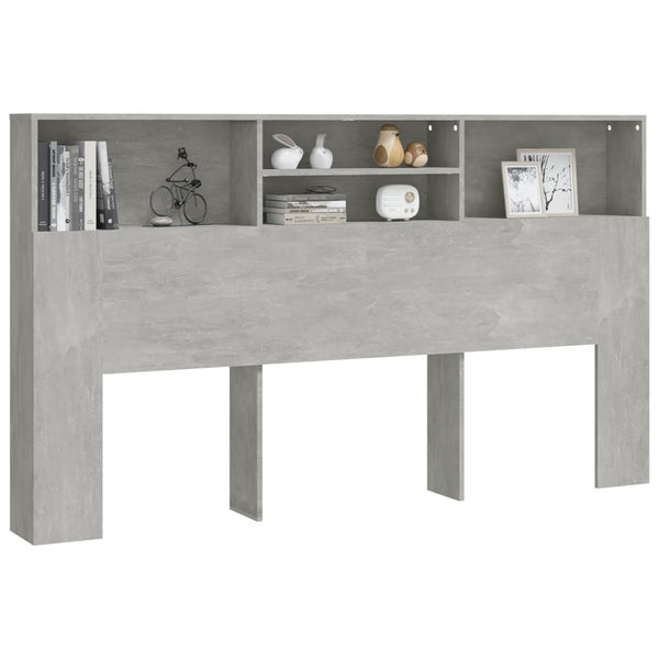 Bett Kopfteil 180 cm Betongrau mit Ablagen
