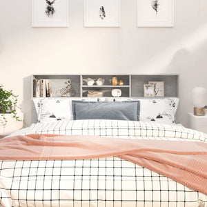 Bett Kopfteil 180 cm Betongrau mit Ablagen