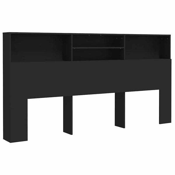 Schwarzes Kopfteil mit Ablagen 200 cm