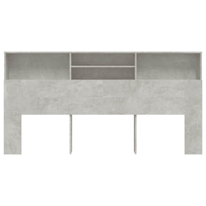 Betongraues Kopfteil mit Ablagen, 200 cm