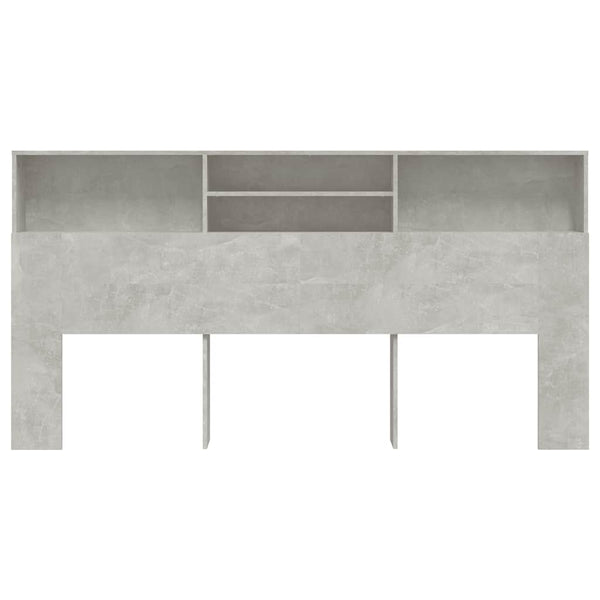 Betongraues Kopfteil mit Ablagen, 200 cm
