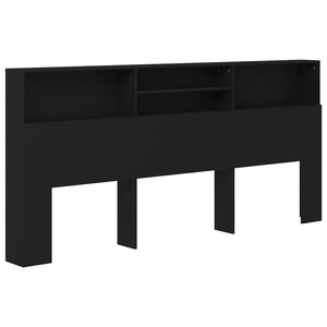 Schwarzes Kopfteil mit Ablagen 220 cm