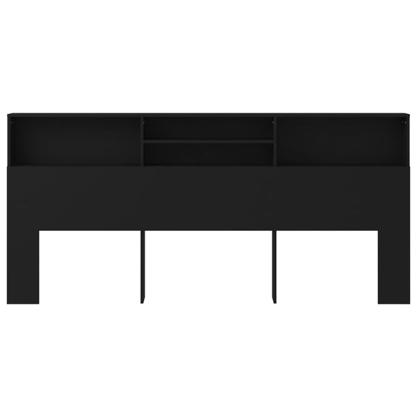 Schwarzes Kopfteil mit Ablagen 220 cm