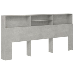 Betongraues Kopfteil mit Ablagen, 220 cm