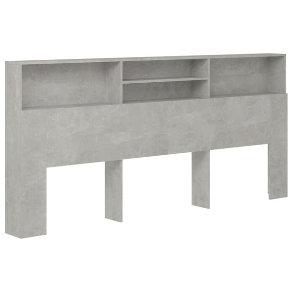 Betongraues Kopfteil mit Ablagen, 220 cm
