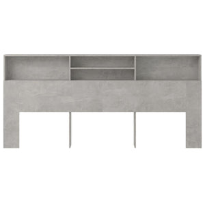 Betongraues Kopfteil mit Ablagen, 220 cm