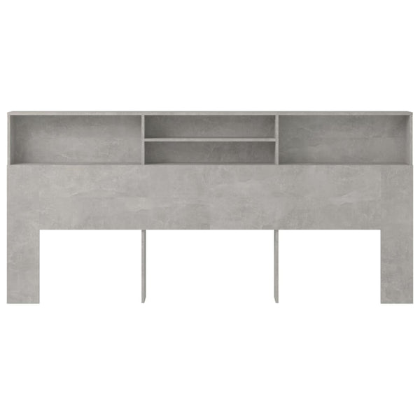 Betongraues Kopfteil mit Ablagen, 220 cm