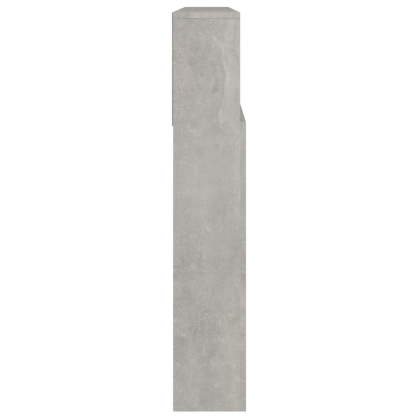Betongraues Kopfteil mit Ablagen, 220 cm