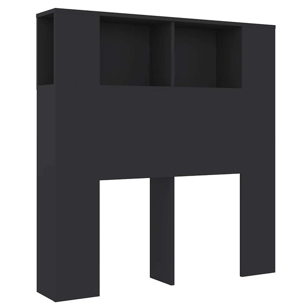 Schwarzes Kopfteil mit Ablagen, 100 cm