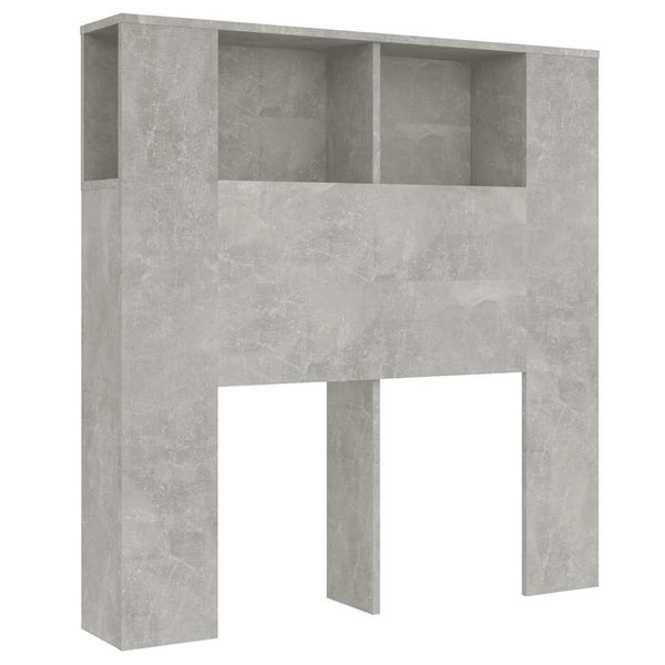 Betongraues Kopfteil mit Ablagen, 100 cm