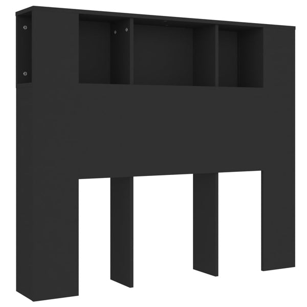 Schwarzes Kopfteil mit Ablagen 120 cm