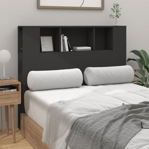 Schwarzes Kopfteil mit Ablagen 120 cm