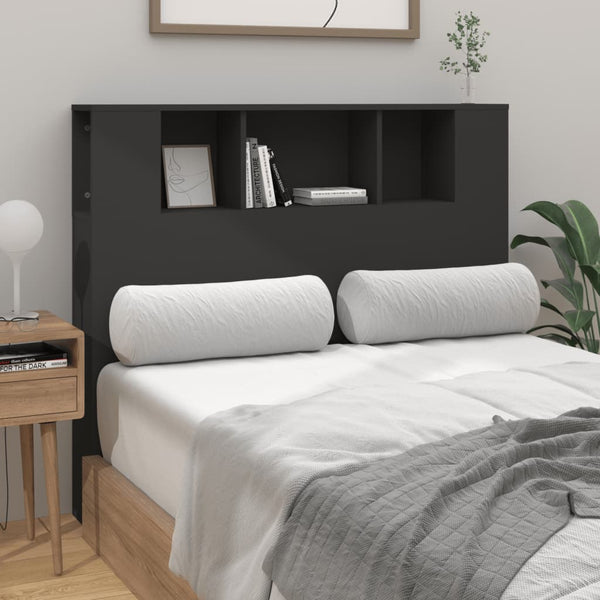 Schwarzes Kopfteil mit Ablagen 120 cm