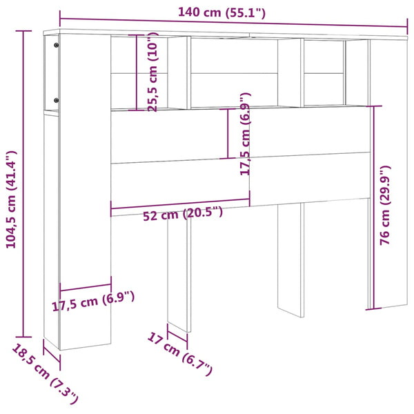 Kopfteil Weiß mit Ablagen 140 cm