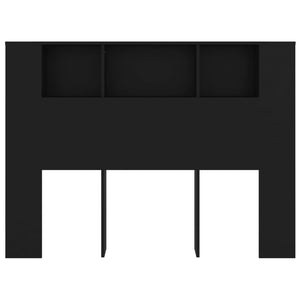Schwarzes Kopfteil mit Ablagen 140 cm