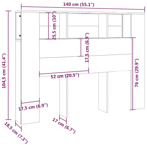 Kopfteil Sonoma-Eiche mit Ablagen 140 cm