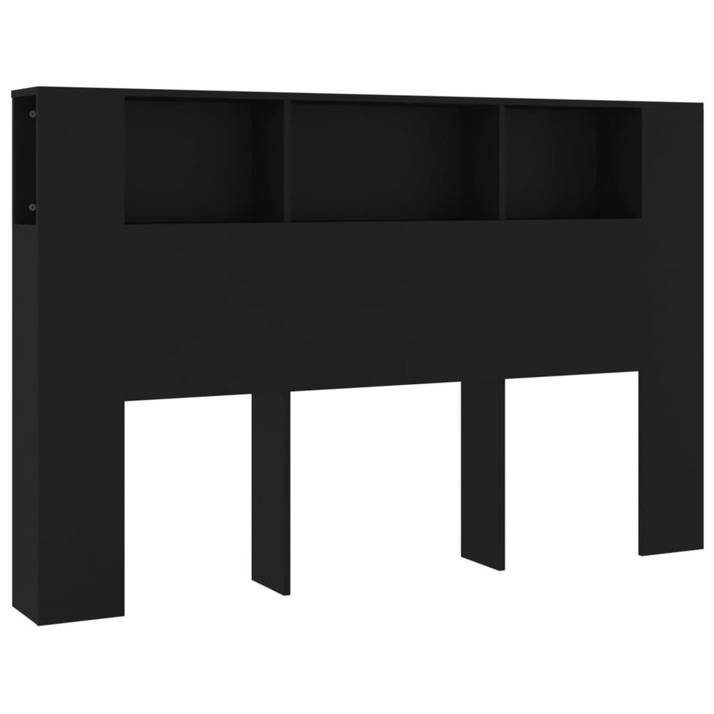 Schwarzes Kopfteil mit Ablagen 160 cm