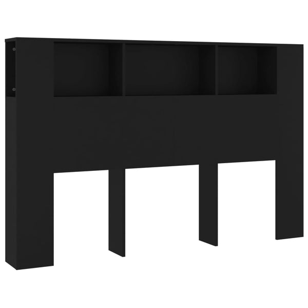 Schwarzes Kopfteil mit Ablagen 160 cm