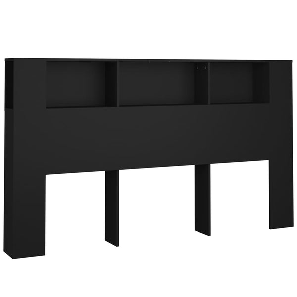 Schwarzes Kopfteil mit Ablagen 180 cm