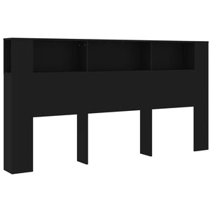 Schwarzes Kopfteil mit Ablagen 200 cm