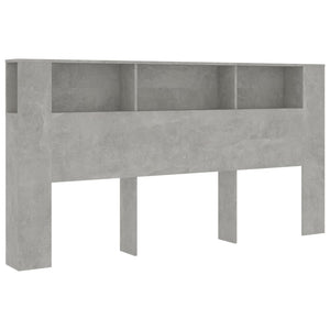 Betongraues Kopfteil mit Ablagen, 200 cm