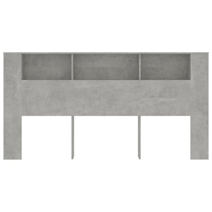 Betongraues Kopfteil mit Ablagen, 200 cm