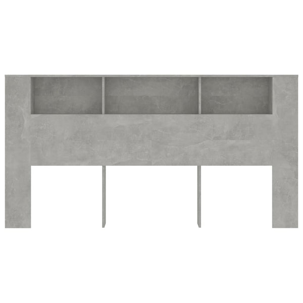 Betongraues Kopfteil mit Ablagen, 200 cm