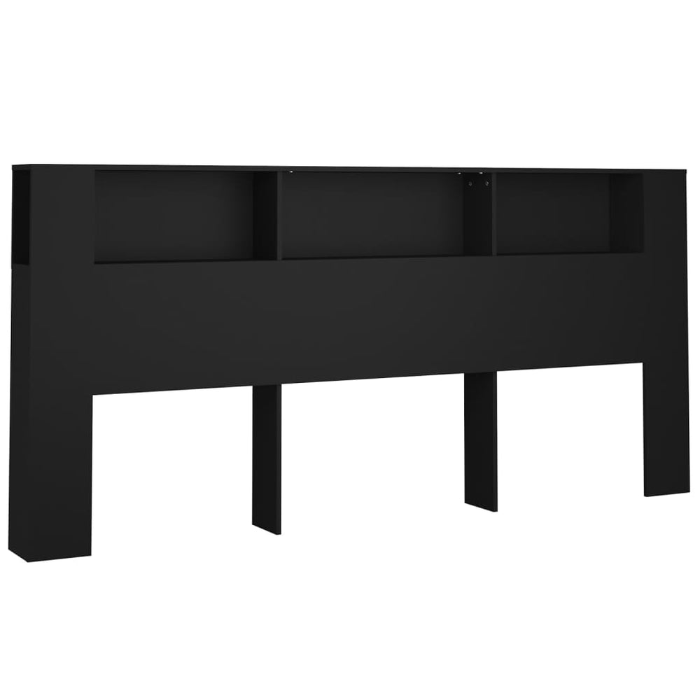 vidaXL Headboard with Storage Black 220x18.5x104.5 cm